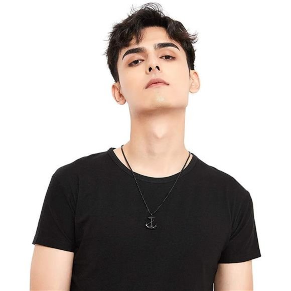 Lemu Jewelry Men's Nautical Anchor Necklace - Picture 6 of 7